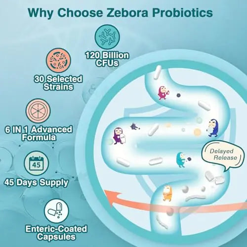 ZEBORA Probiotics for Women-Men Digestive Health with 120 Billion CFUs, Mens-Womens ZEBORA Au supplements