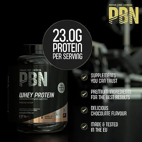 PBN - Premium Body Nutrition Whey Protein 2.27kg Chocolate, New Improved Flavour Premium Body Nutrition Au supplements