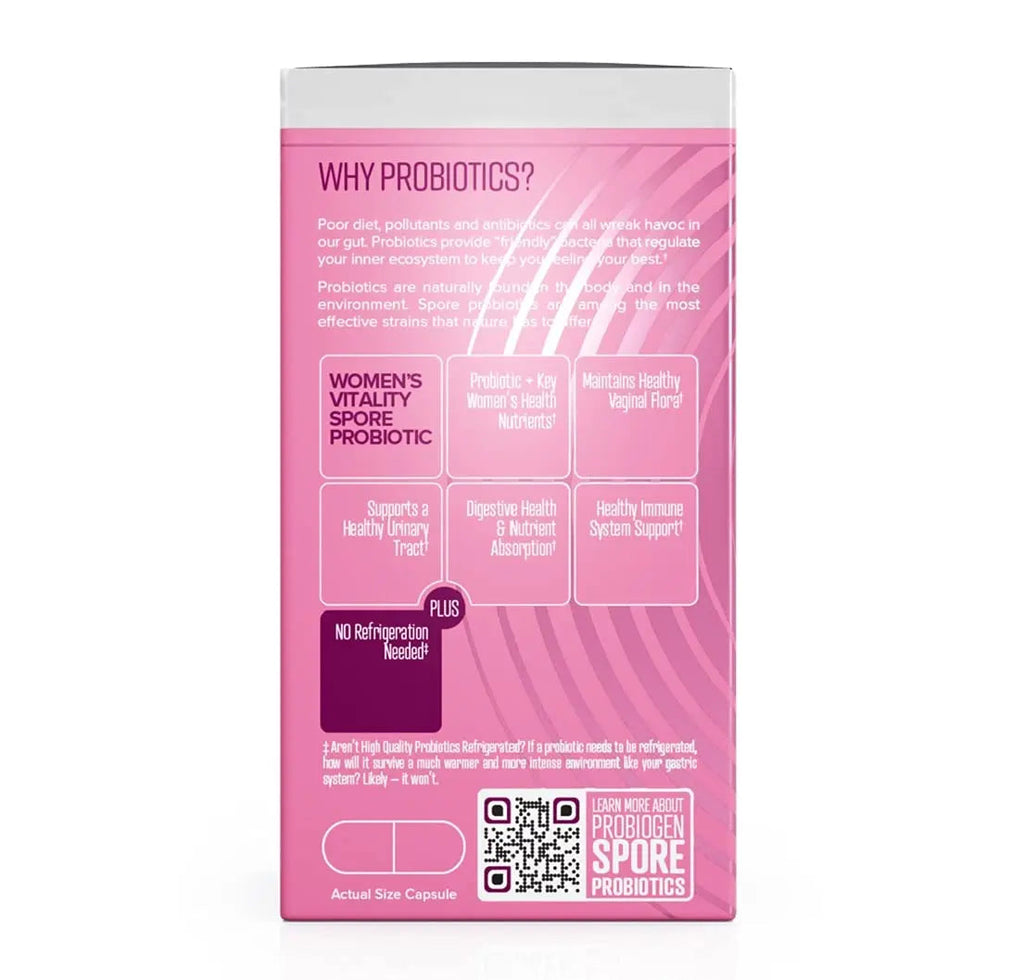 Women’s Daily Probiotic Supplement – Vitality Probiotic with Smart Spore Technology, Lactobacillus Cultures, Gut & Vaginal Health Support, Gluten-Free, Non-GMO - 60 Capsules Probiogen Au supplements