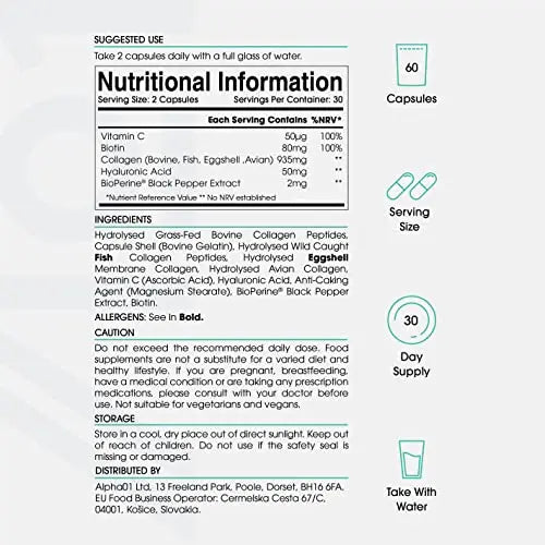 Multi Collagen Protein - Types I, II, III, V & X - Wild Caught Marine, Grass Fed Bovine, Eggshell Revive Naturals Au supplements