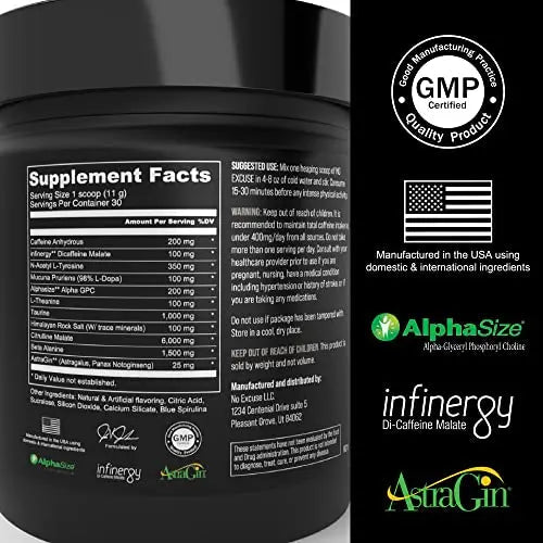 No Excuse Pre Workout Powder l Pre-Workout Supplements l Best Pre Workout No Excuse Au supplements