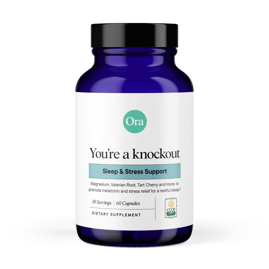 Ora Organic Natural Sleep Aid Supplement Stress Support Calming Herbal Blend with Melatonin from Tart Cherry - Includes Magnesium Citrate, Valerian Root, and Lemon Balm - 1 Month Supply, 60 Capsules Ora Organic Au supplements
