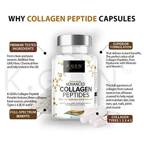 Pure Collagen Supplements Capsules Grass Fed Advanced Multi Collagen Peptides K GEN rejuvenation nutrition Au supplements
