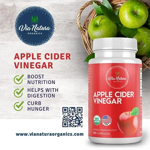 Via Natura Organics Apple Cider Vinegar Capsules 1000mg | Organic Herbal Supplement Via Natura Organics Au supplements