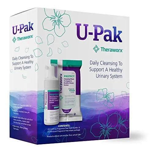 Theraworx Protect U-Pak 60-Ct Wipes & Hygiene Foam 3.4 oz for Urinary Health (Pack of 1) THERAWORX PROTECT Au supplements
