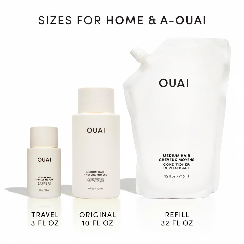 OUAI Medium Conditioner Refill - Hydrating Hair Conditioner with Coconut Oil, Babassu Oil, and Keratin - Strengthens, Repairs and Adds Shine - Paraben and Phthalate Free Hair Care Products (32 Oz) OUAI Au supplements