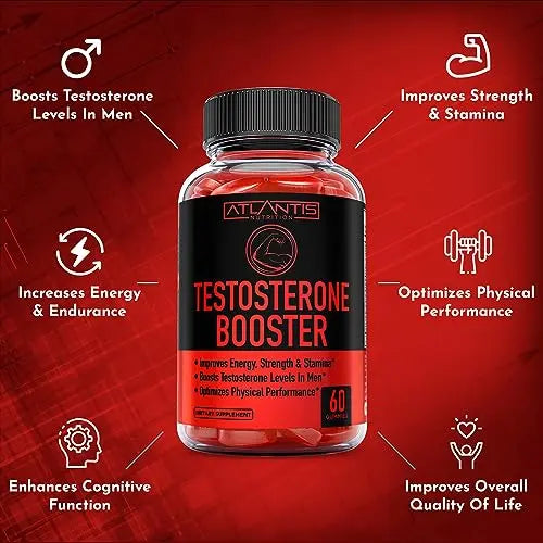 Testosterone Booster For Men Gummies - Enhances Strength & Stamina - Optimizes Physical Atlantis Nutrition Au supplements