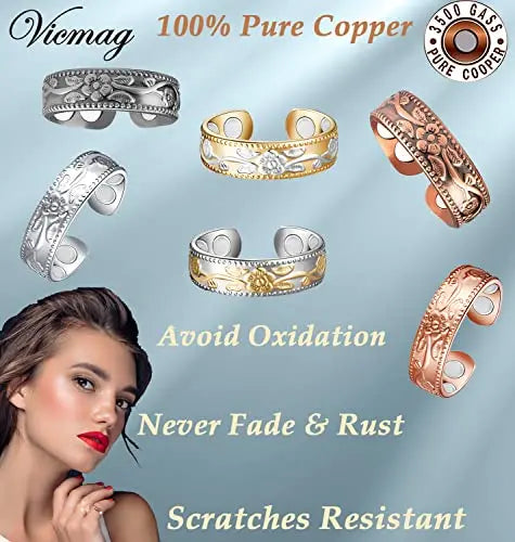 Vicmag Copper Magnetic Ring for Women, Lymphatic Drainage Ring Ladies Fingers Thumb Vicmag Au supplements