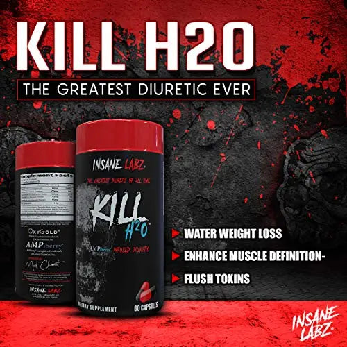 Insane Labz Kill H20, AMPiberry Infused Diuretic, Reduce Water Retention and Bloating Relief Insane Labz Au supplements