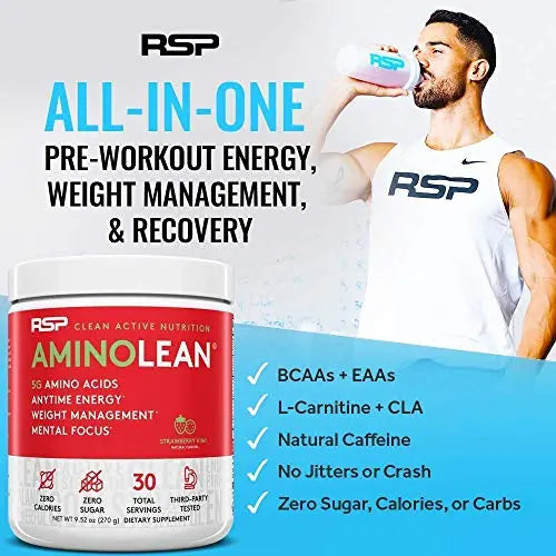RSP NUTRITION AminoLean Pre Workout Energy (Pink Lemonade 30 Servings) with TrueFit RSP NUTRITION Au supplements