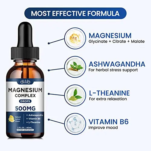 (2 Pack) Magnesium Glycinate, Citrate, Malate Liquid Drops-Triple Magnesium Complex dilib Au supplements