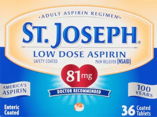 St. Joseph Aspirin Pain Reliever (NSAID) 81mg, Enteric Safety Coated, Adult Low Dose Regimen, 36 ct St. Joseph Au supplements