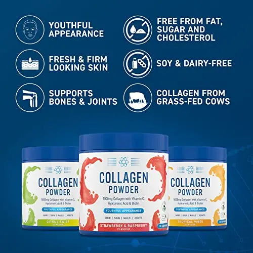 Applied Nutrition Collagen Powder - Strawberry & Raspberry Flavour - 5000mg Hydrolysed Bovine Flavoured Collagen Applied Nutrition Au supplements