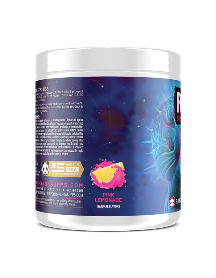 Underground Bio Labs Panda Supps Focus Super Nootropic 3.0, Energy, Clarity, Mood,Creativity,Vision, 300MG Alpha GPC,1.5G L-Tyrosine, Lions Mane, AstraGin™ (30 Servings) (Pink Lemonade 3.0) Underground Bio Labs Au supplements