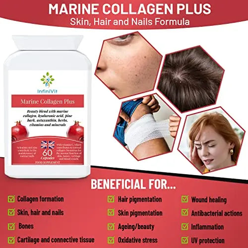 InfiniVit Marine Collagen Plus Blend Capsules - Hair Growth Enhancer with Enriched Vitamin C and Vitamin E InfiniVit Au supplements