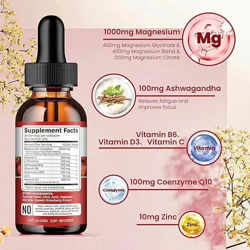 Triple Magnesium Complex Supplement, Magnesium Glycinate, Blend, Citrate Liquid Drops dilib Au supplements