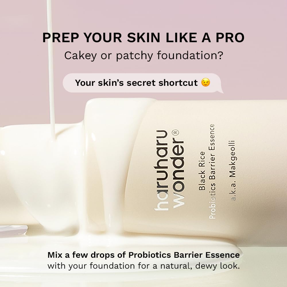 haruharu Wonder Black Rice Probiotics Barrier Essence, Skin Flooding & Layering, Strengthens Skin Barrier