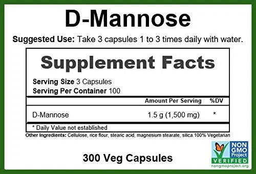 GreenPacks® D-Mannose 500mg, Non-GMO Verified Supplement - 300 Capsules GreenPacks Au supplements