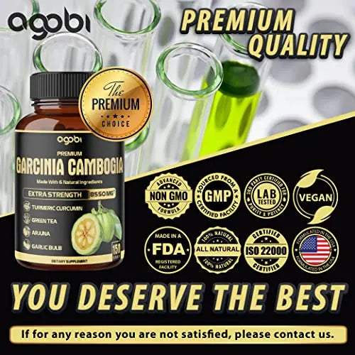 Premium Garcinia Cambogia 20:1 Extract Capsules 8550 mg - with Green Tea, Arjuna agobi Au supplements