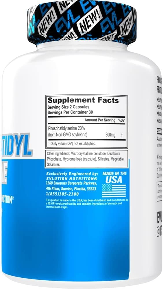 PhosphatidylSerine Nootropics Brain Support Supplement - Advanced Anti Aging Brain Health Supplement for Adults - Memory and Focus with Phosphatidylserine 300mg - EVL Vegan Non-GMO Evlution Au supplements