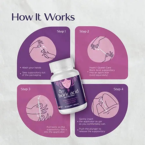 Queen Care - Boric Acid Suppositories, Boric Acid Suppositories for Feminine Care, Safe & All-Natural pH Queen Care Au supplements