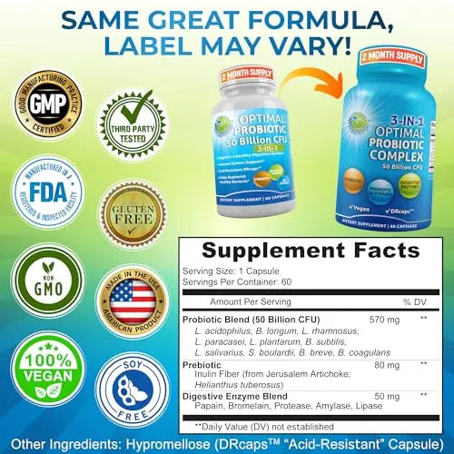 Probiotics with Digestive Enzymes and Prebiotic for Women and Men - 3-In-1 Vegan Probiotic SUPPLEMENTS STUDIO Au supplements