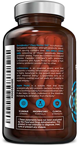 100 Billion Probiotics - 15-Strain Probiotic for Women & Men, DRCaps Delayed Release, Prebiotics, L-Glutamine, Apple Pectin, Gut Lining Support, Shelf Stable, Non-GMO, 60 Vegan Capsules for Adults OmniBiotics Au supplements