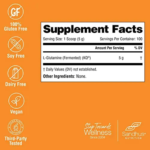 Sandhu's L-Glutamine - 100 Servings -Made in USA -500 Gram- Non-GMO- Amino Sandhu's Au supplements
