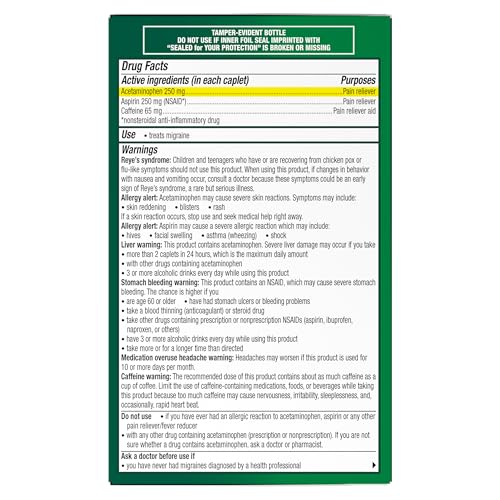 Excedrin Migraine Relief Caplets to Alleviate Migraine Symptoms - 200 Count Excedrin Au supplements