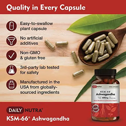 DailyNutra KSM-66 Ashwagandha 600mg Organic Root Extract - High Potency Supplement DailyNutra Au supplements