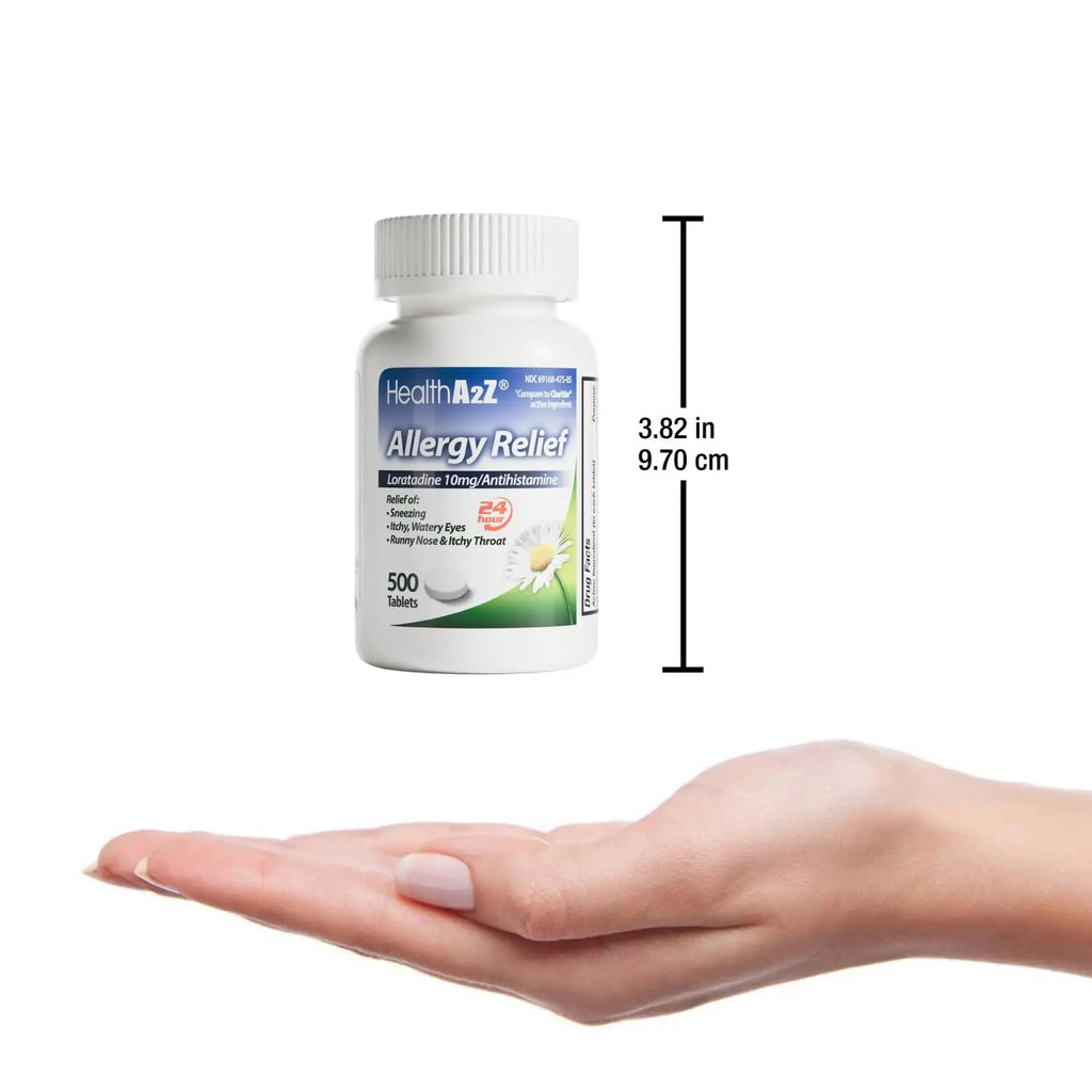 HealthA2Z® Allergy Relief | Loratadine 10mg Antihistamine | 500 Tablets | Dye Free | Relief from Itchy Throat, Sneezing, Runny Noses | 24-Hours Allergy Medicine HealthA2Z Au supplements