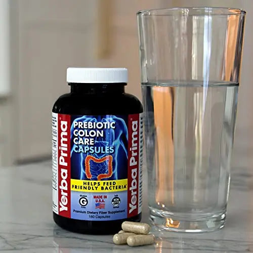 Yerba Prima Prebiotics Colon Care Fiber Caps, 180 Capsules - Five Forms of Fiber Plus FOS Yerba Prima Au supplements