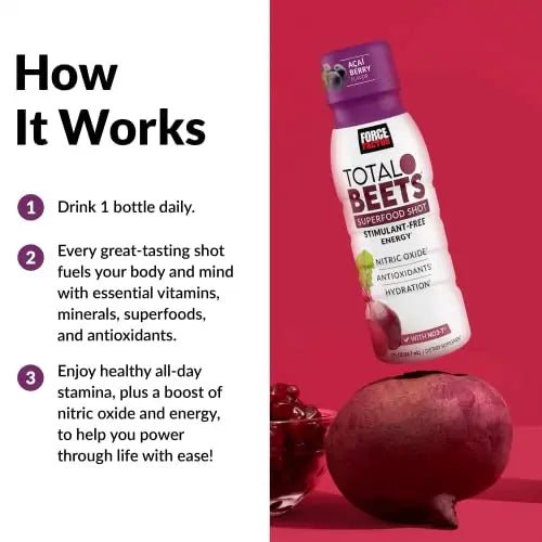 Force Factor Total Beets Superfood Shots for Healthy All-Day Stamina, Energy Drink Alternative Force Factor Au supplements