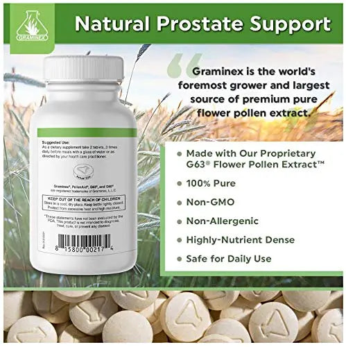 Graminex PollenAid Prostate Supplement: All Natural Prostate Support for Bladder Control & Urinary Tract Health, Rye Pollen Extract Made in USA, 200 Tablets Graminex Au supplements