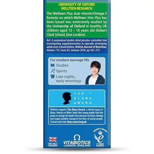 Vitabiotics Wellteen Him Plus Omega-3 - Maximum Nutritional Support for Teenagers and Young Men Ages 13-19 - 56 Tablets and Capsules Wellteen Au supplements