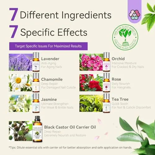 SAVILAND Essential Oils for Cuticle Nails: 100% Pure Natural Essential Oil Tea Tree Lavender Jasmine SAVILAND Au supplements
