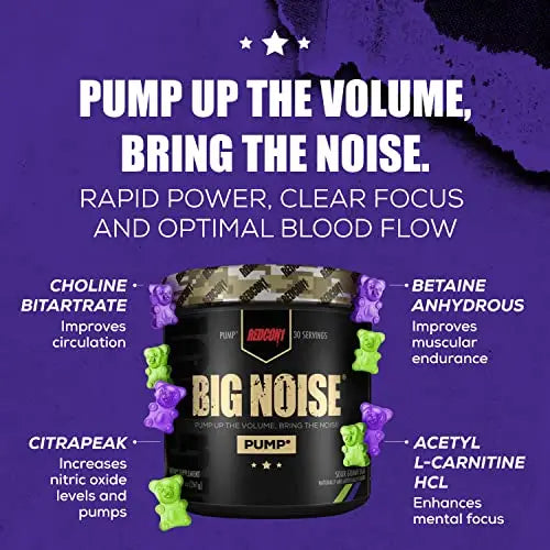 REDCON1 Big Noise Non Stim Preworkout, Sour Gummy Gear - Betaine Anhydrous & Acetyl L REDCON1 Au supplements
