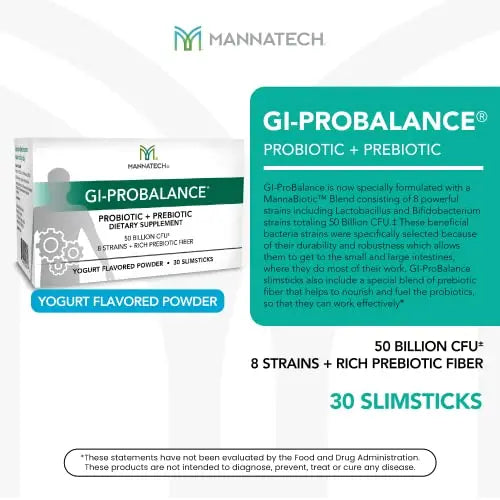 Mannatech Prebiotics and Probiotics, 30 Slimsticks, Yogurt Flavor, GI-ProBalance w/MannaBiotic Blend Mannatech Au supplements