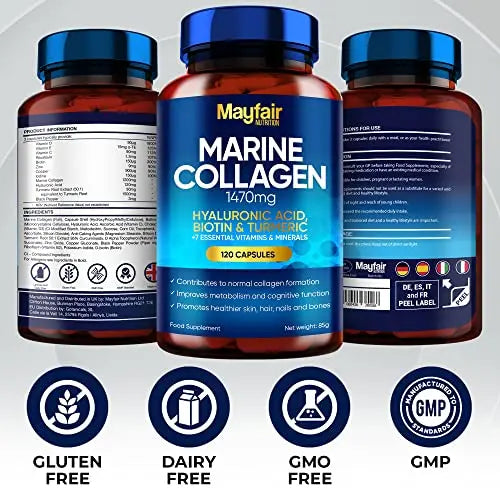 Mayfair Nutrition Marine Collagen 120 High Strength Capsules 1470mg Complex with Hyaluronic Acid Mayfair Nutrition Au supplements