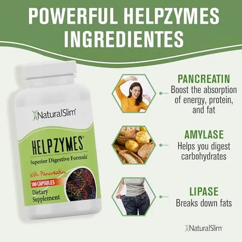 NaturalSlim Helpzymes Digestive Enzymes for Digestion, Bloating, Gas Reli NaturalSlim Au supplements