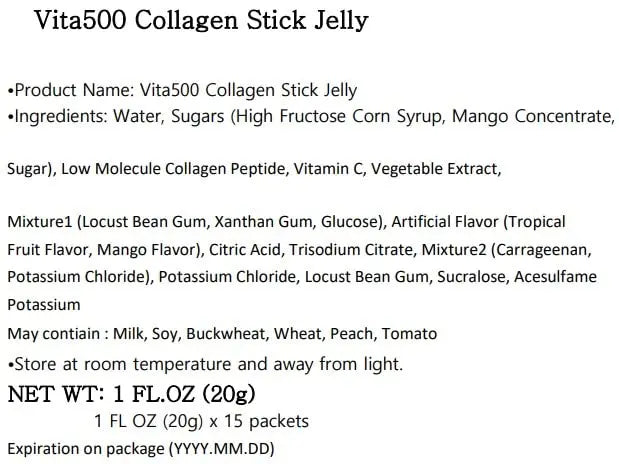 KWANGDONG Vita500 Mango Collagen Peptides Stick Jelly, with Vitamin C, to Support Skin KWANGDONG Au supplements
