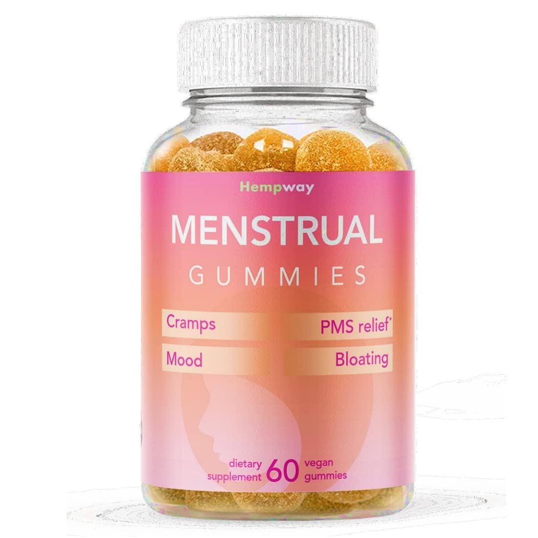 HEMPWAY Menstrual Gummies for Women May Help Support Bloating, Period Relief | Plant-Based | Cramp Bark, Magnesium, Chaste Berry | Vegan | Orange 60ct HEMPWAY Au supplements