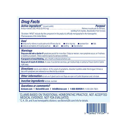 Boiron Arnica Montana 30C Homeopathic Medicine for Relief from Muscle Pain, Muscle Stiffness, Swelling Boiron Au supplements