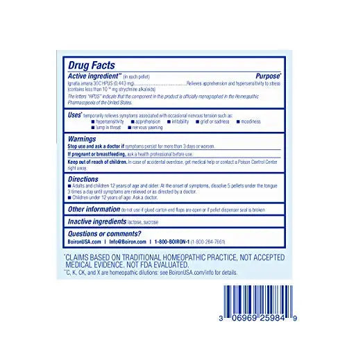 Boiron Ignatia Amara 30C Homeopathic Medicine for Relief from Emotional Stress, Hypersensitivity Boiron Au supplements