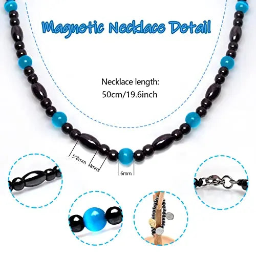 Magnetic Therapy Necklace Hematite Necklace Black Obsidian Aquamarine Magnetic Necklace Hion Au supplements