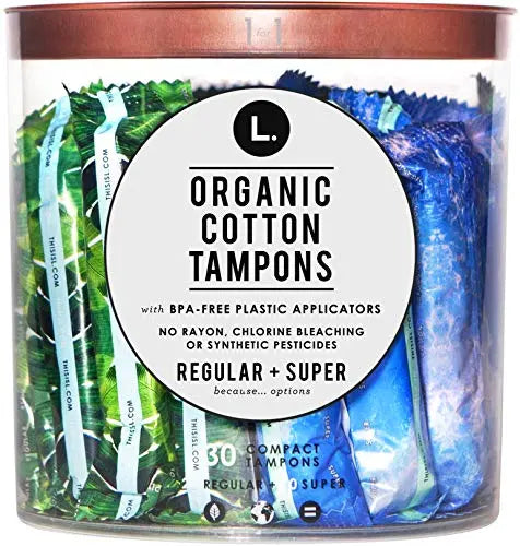 L. Organic Cotton Regular and Super Absorbency Compact Tampons Multipack 30 Count L. Au supplements