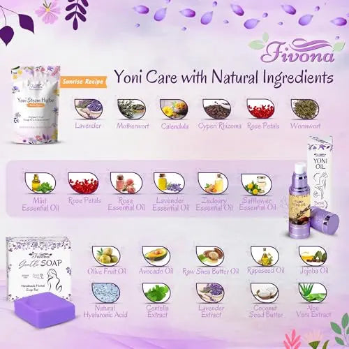 FIVONA Yoni Care Kit 4 in 1 - pH Balanced Natural Yoni Oil, Herbal Bar Soap for Feminine V Wash, Detox FIVONA Au supplements