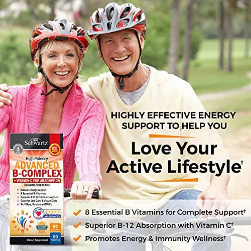 Vitamin B Complex with Vitamin C for Maximum Absorption - Methylcobalamin b12 BioSchwartz Au supplements