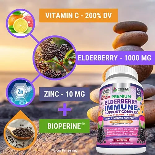 FRESH HEALTHCARE Elderberry Capsules - High Potency Black Elderberry with Zinc FRESH HEALTHCARE Au supplements