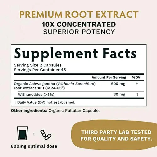 TRIBE ORGANICS Vegan Ashwagandha KSM 66 Pure Organic Root Powder Extract Ayurvedi TRIBE ORGANICS Au supplements